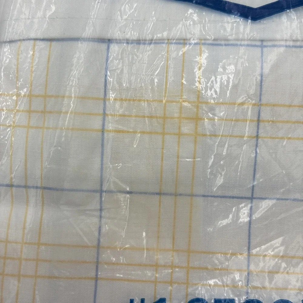 Vintage King Pillowcases No-Iron Percale Plaid Blue Yellow White Set of 2 USA
